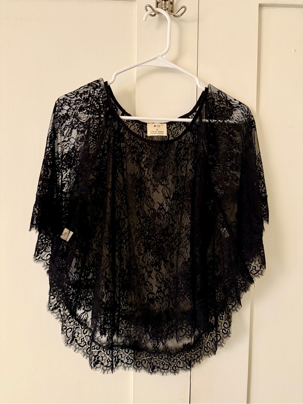 Pins & Needles Black Lace Poncho Shrug